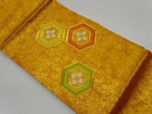 リサイクル　金駒刺繍亀甲に花菱模様名古屋帯